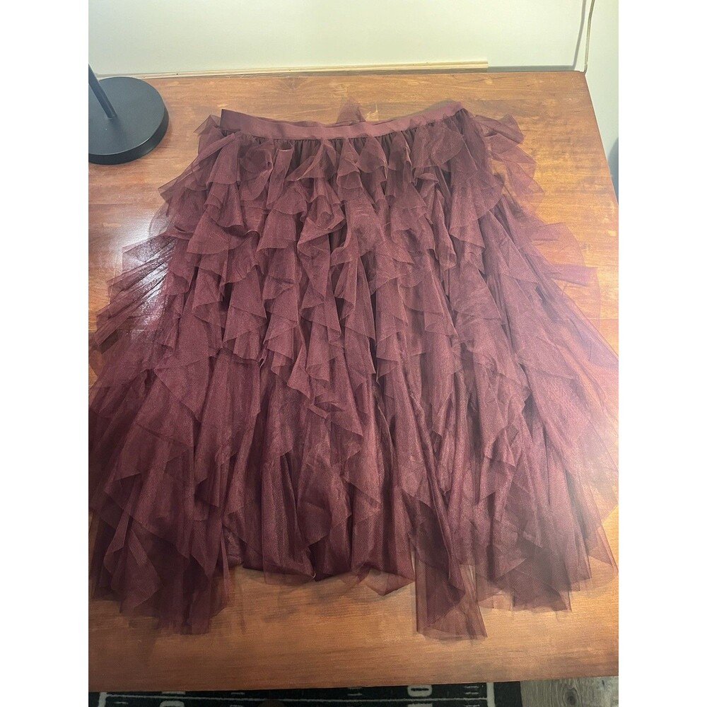 Nightfall by Torrid Burgundy Tulle Tutu Skirt Layered Ruffle Plus Size 3 Knee